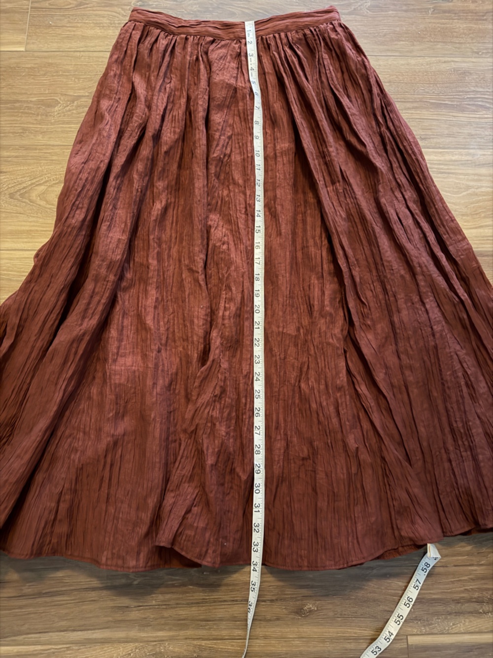 Salome Pleated Flare Midi Skirt ASTR the label size medium. Rust Brown - Picture 11 of 11